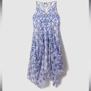 Reiss tiller side pleat asymmetrical midi dress